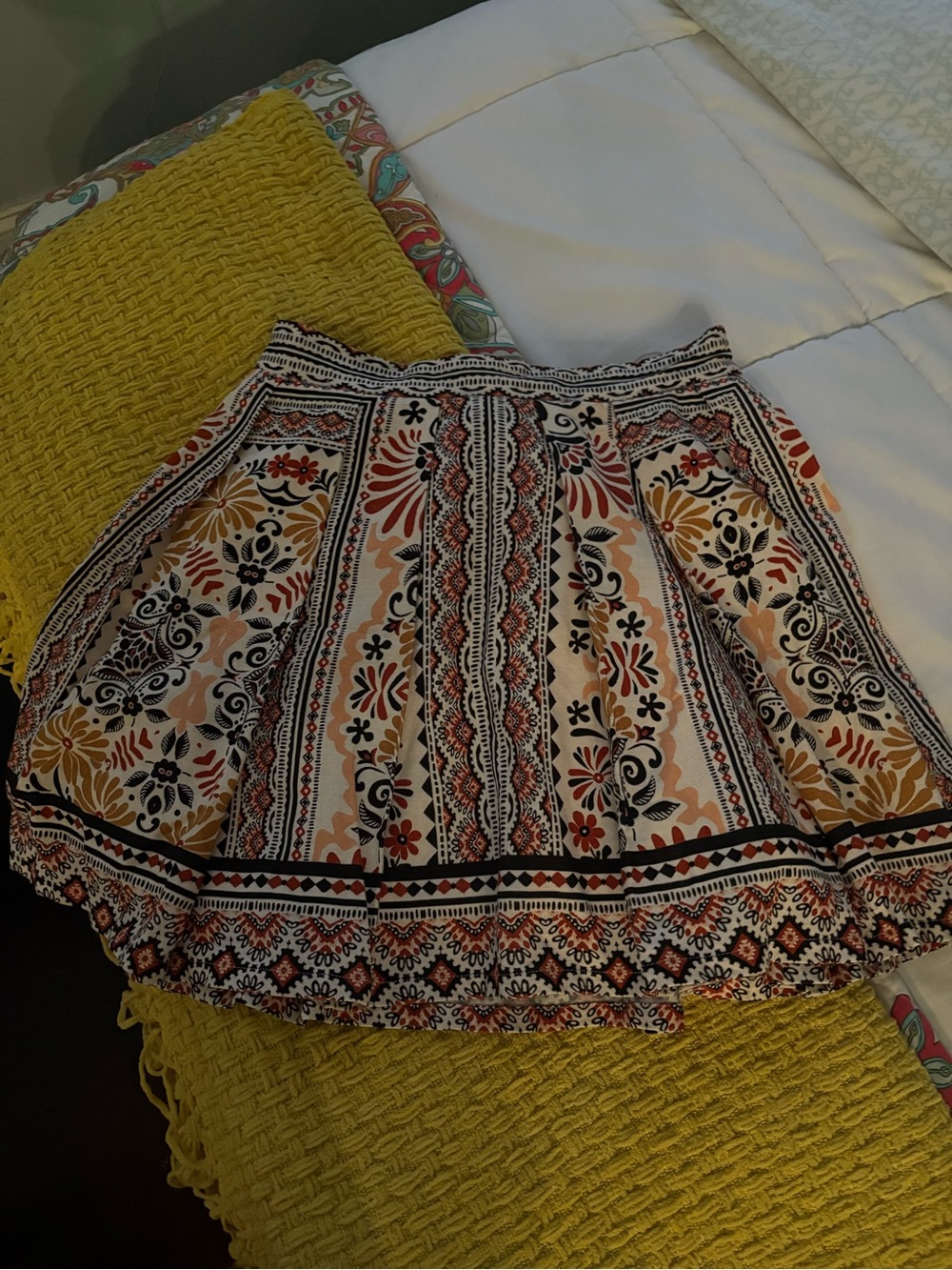 Avec Les Filles Peach Multi Floral Circle Skirt